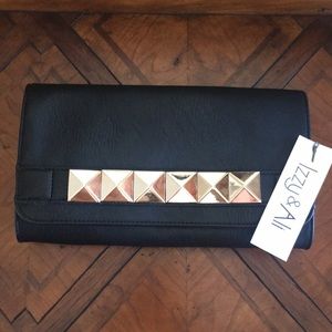Vegan studded clutch with chain strap